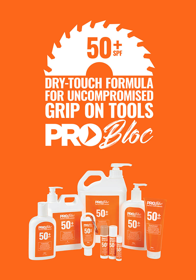 Photo of the PROBLOC sunscreen range flyer available at SA Building